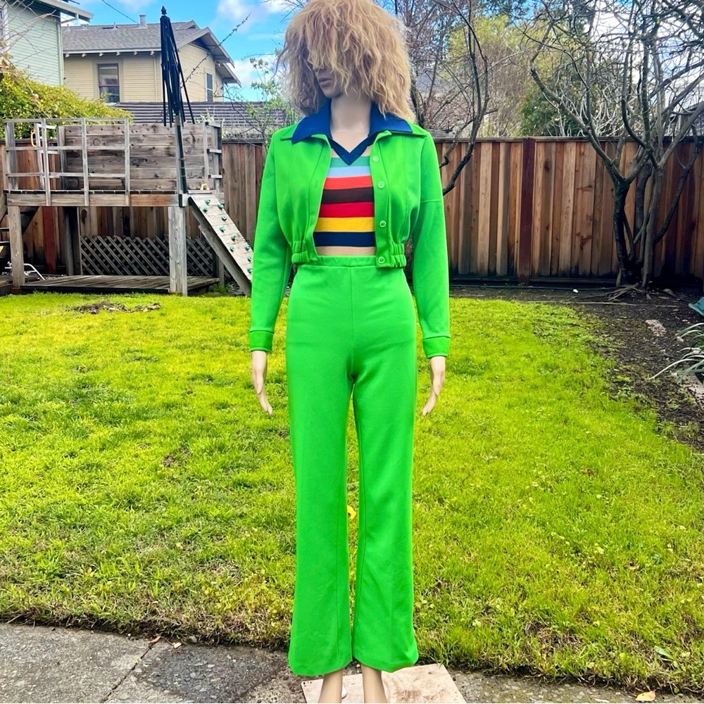Vintage Green Pantsuit with Flared Legs